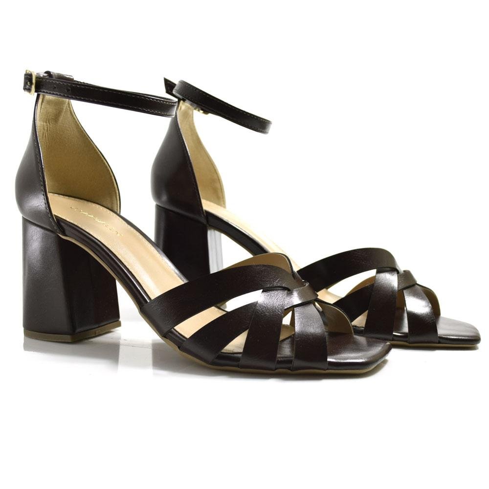 Sandália de Salto Bloco Feminina Cazzualen 123.877 Marrom 2