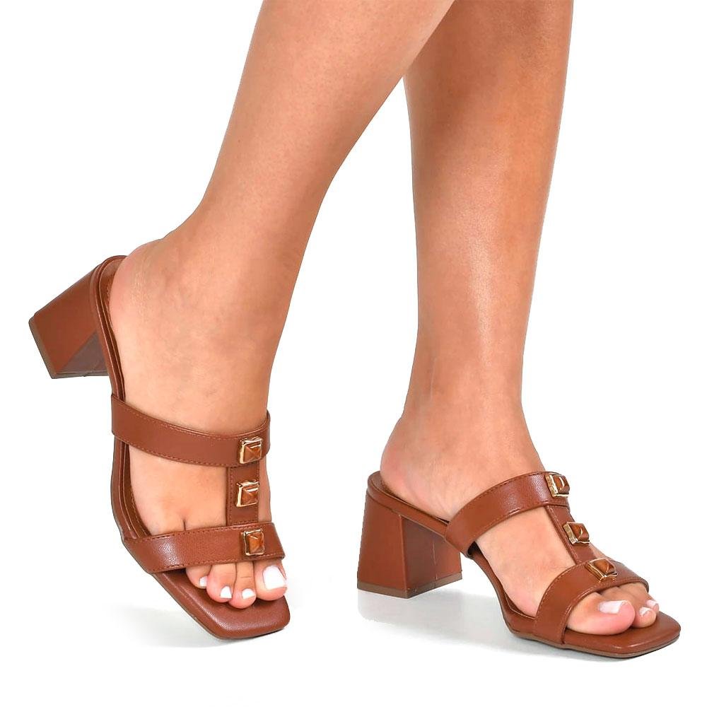 Tamanco de Salto Bloco Feminino Via Marte 171-026-01 Marrom 2