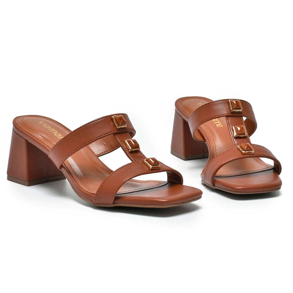 Tamanco de Salto Bloco Feminino Via Marte 171-026-01 Marrom 3