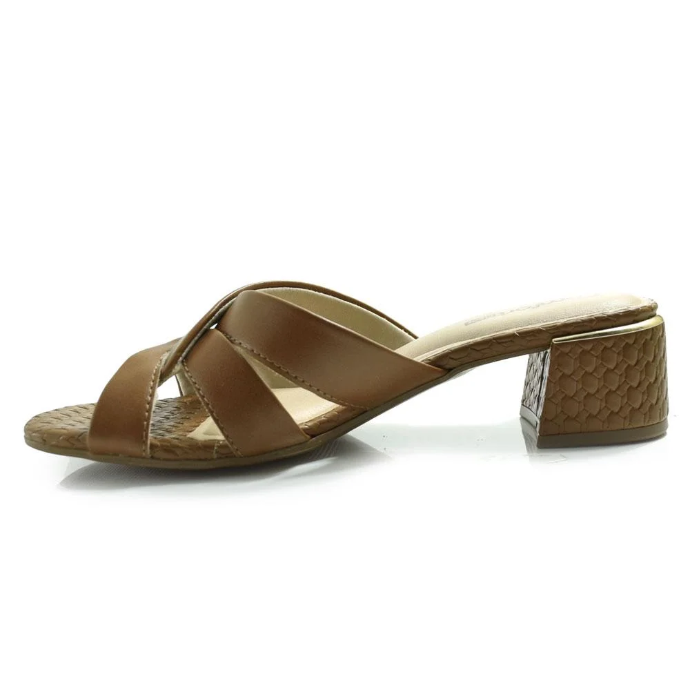 Tamanco de Salto Bloco Feminino Comfortflex 2554401 Marrom 5