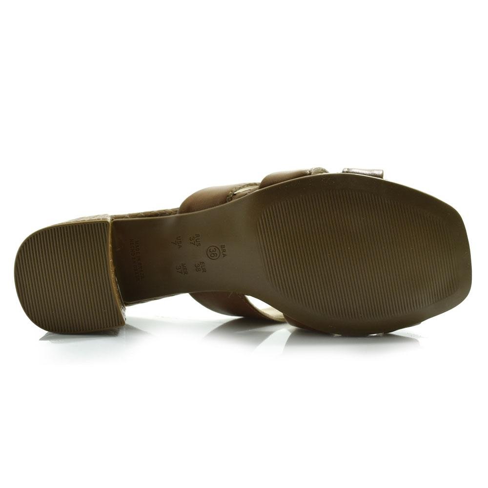 Tamanco de Salto Bloco Feminino Comfortflex 2554401 Marrom 7