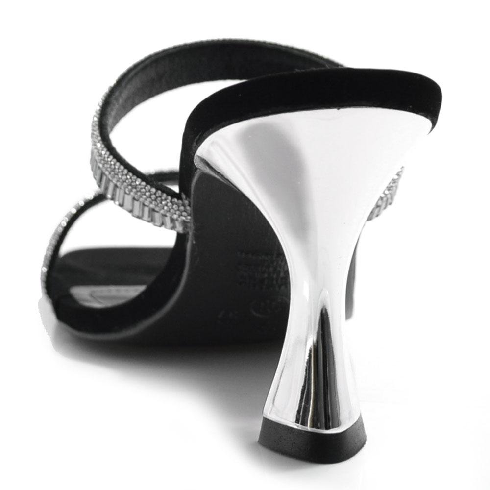 Tamanco de Salto Feminino Via Marte 166-026-02 Preto/Prata 4