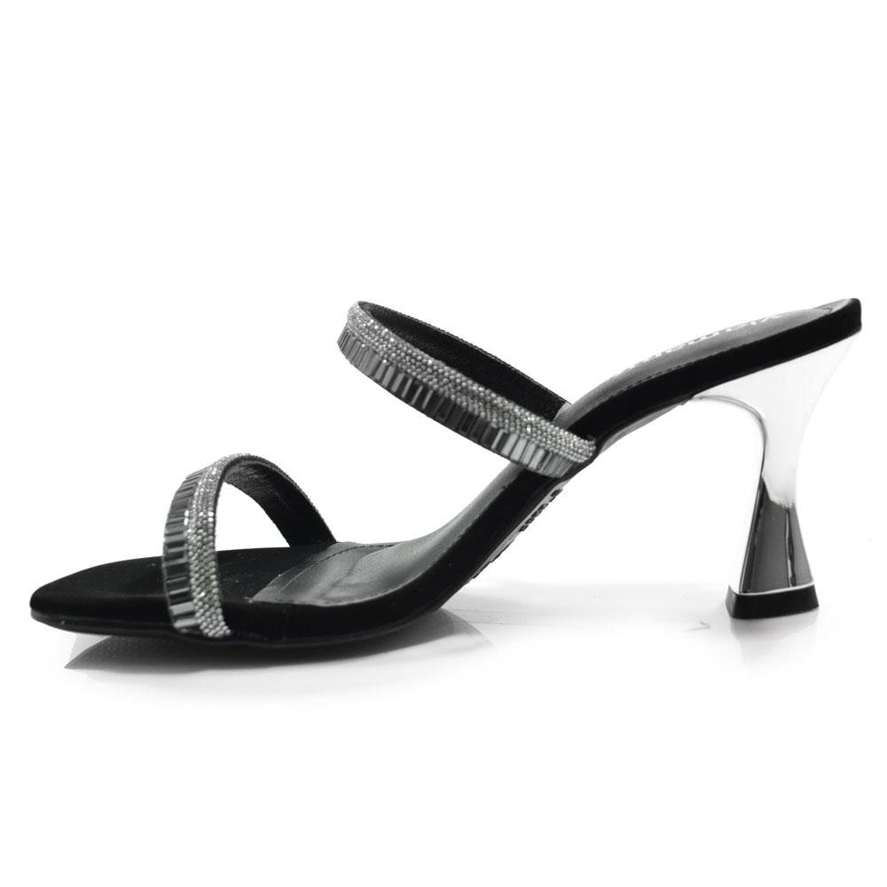 Tamanco de Salto Feminino Via Marte 166-026-02 Preto/Prata 5