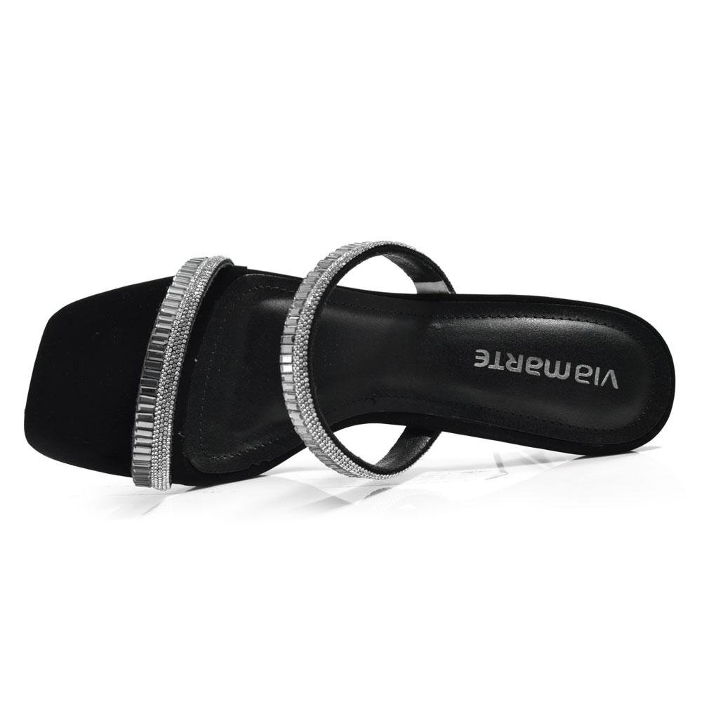 Tamanco de Salto Feminino Via Marte 166-026-02 Preto/Prata 6