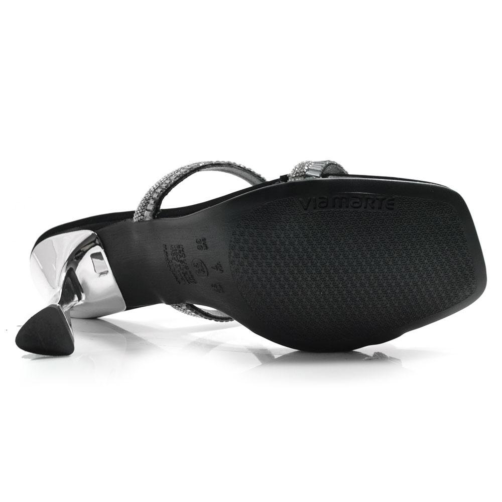 Tamanco de Salto Feminino Via Marte 166-026-02 Preto/Prata 7