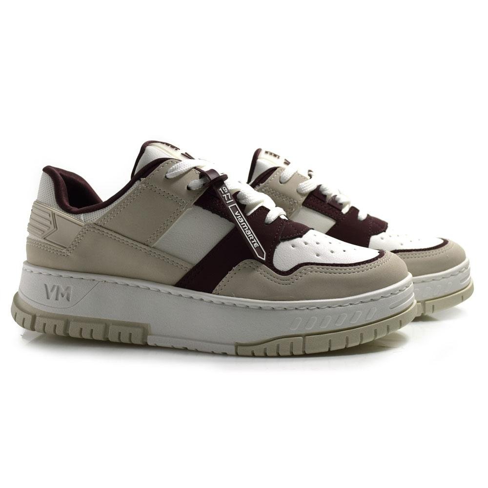 Tênis Casual Feminino Via Marte 219-003-07 Bege/Marrom 2