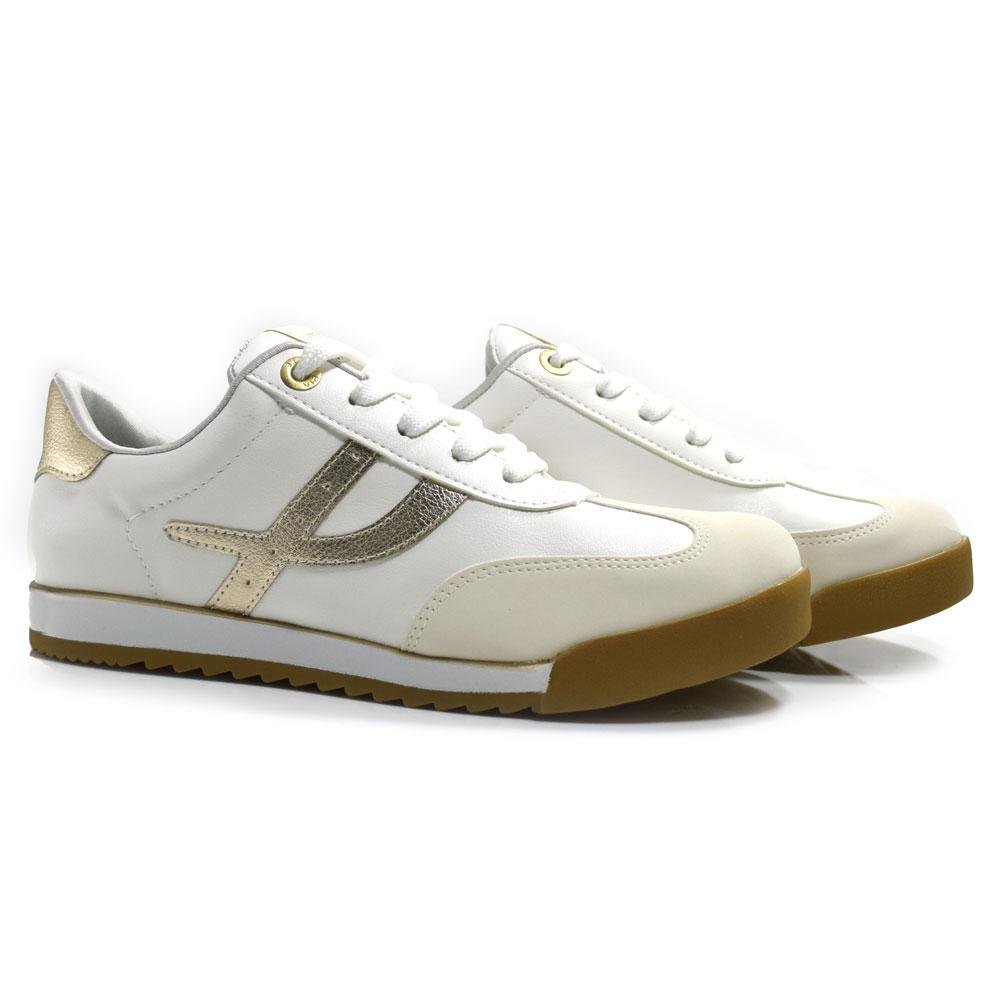 Tênis Casual Feminino Via Marte 237-003-01 Branco/Dourado 2