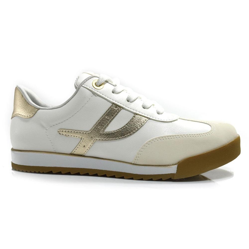 Tênis Casual Feminino Via Marte 237-003-01 Branco/Dourado 3