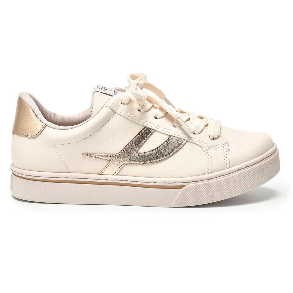 Tênis Casual Feminino Via Marte 016-012-04 Bege/Dourado 3