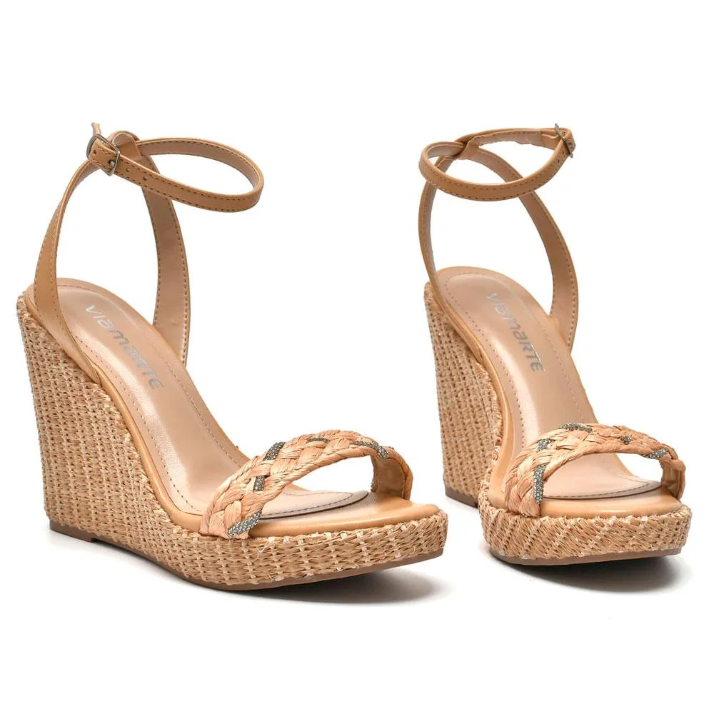 Sandália Anabela Feminina Via Marte 295-007-01 Bege 3