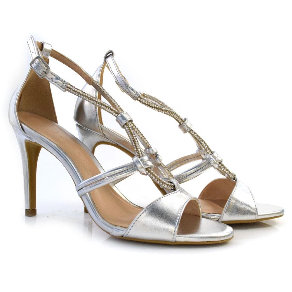 Sandália de Festa e Salto Alto Suzzara 87314 Prata 2