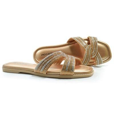 Sandália Rasteira Feminina Piccadilly 508050 Dourado 2