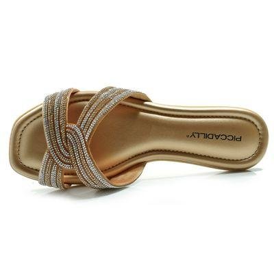 Sandália Rasteira Feminina Piccadilly 508050 Dourado 6