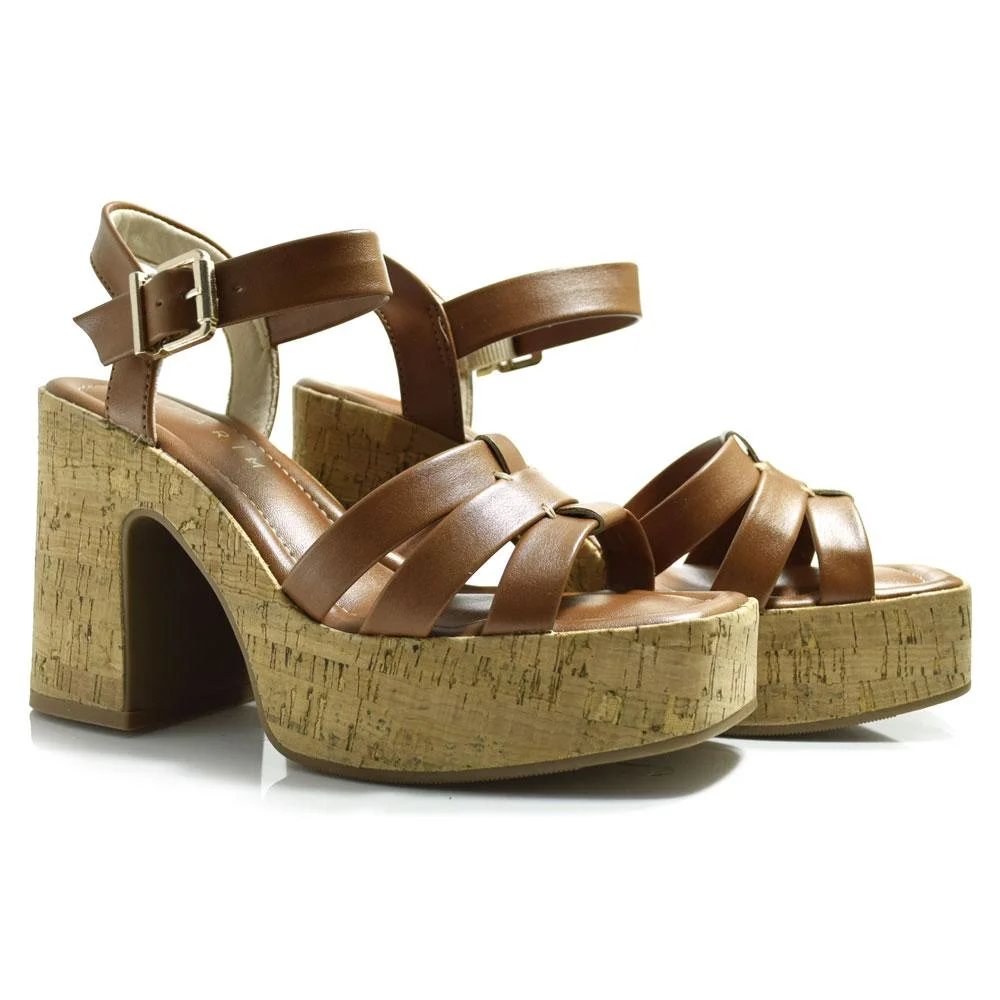 Sandália Plataforma Feminina Ramarim 2535204 Marrom 2