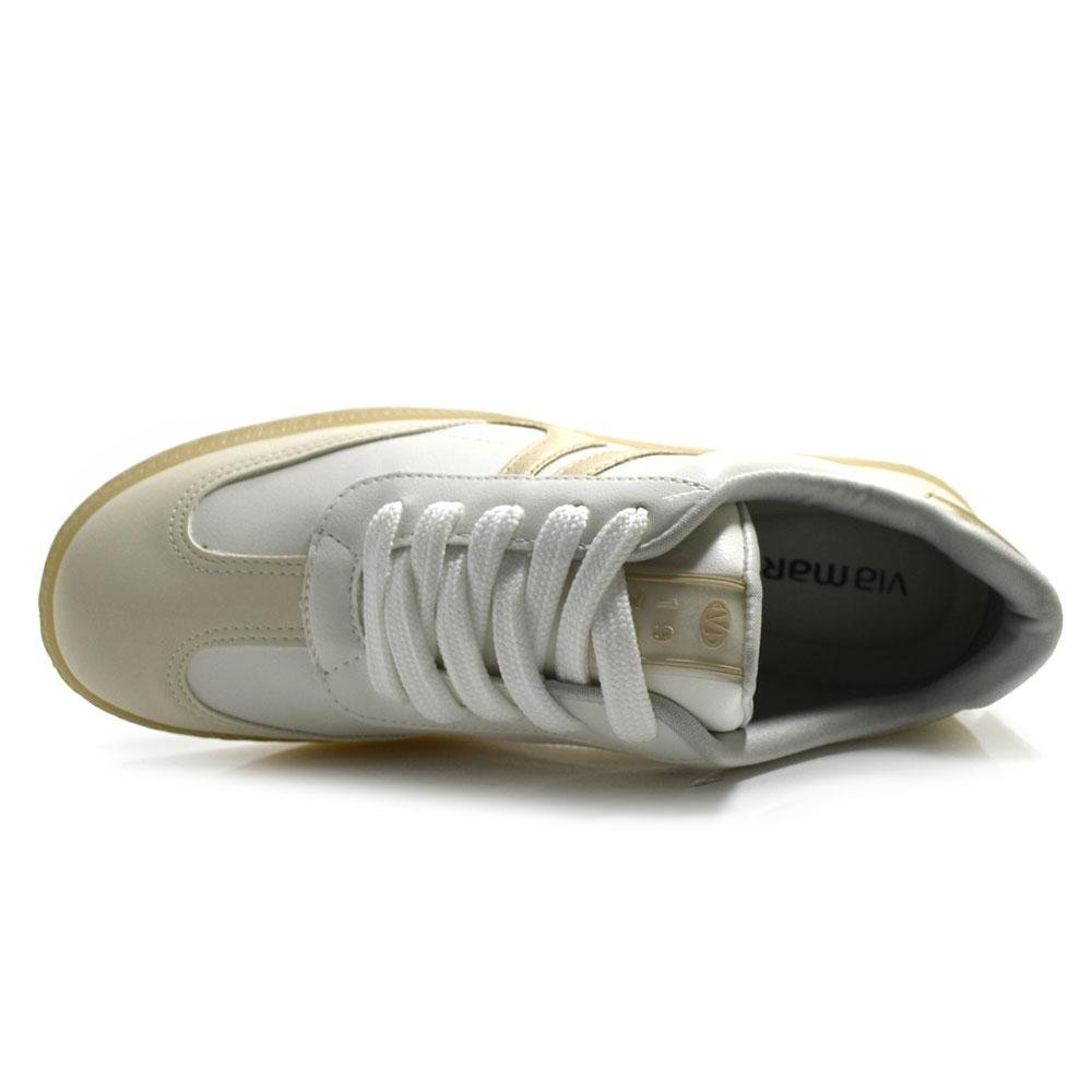 Tênis Casual Feminino Via Marte 213-012-05 Branco/Dourado 6