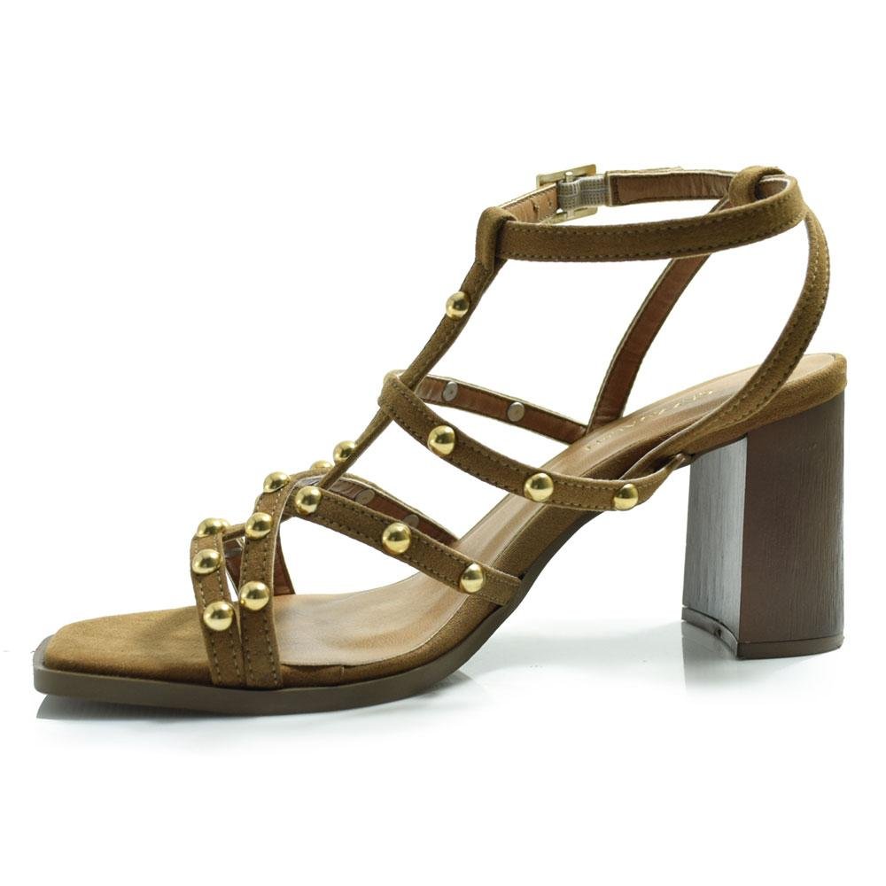 Sandália de Salto Bloco Feminina Cazzualen 973-9398 Bege 5