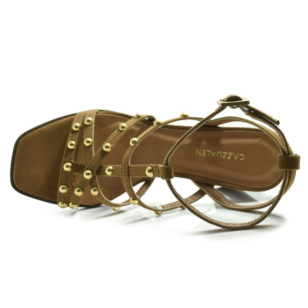 Sandália de Salto Bloco Feminina Cazzualen 973-9398 Bege 6