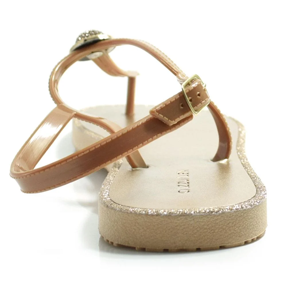 Sandália Rasteira Feminina Cazzualen SD-2400 Bege 4