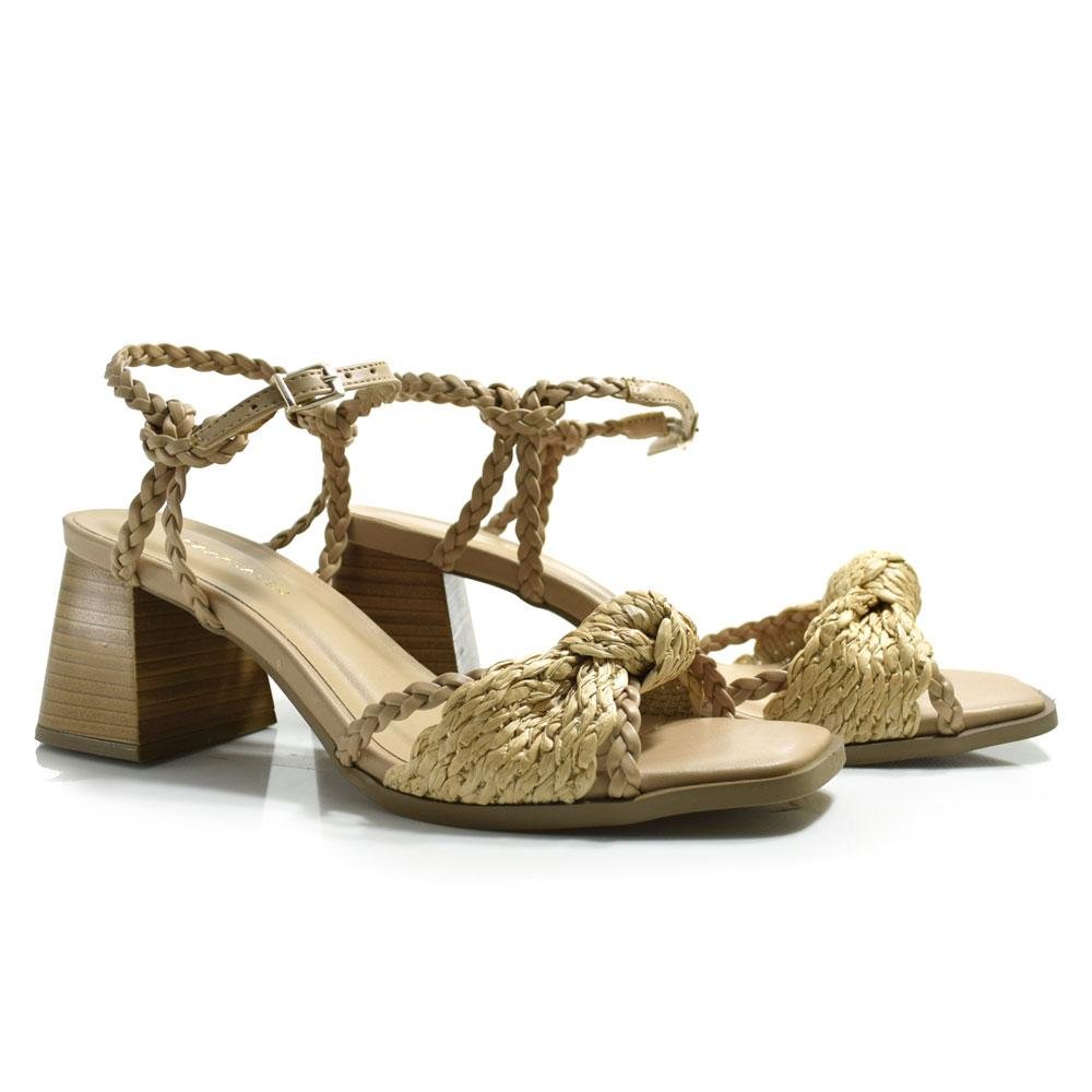 Sandália de Salto Bloco Feminina Cazzualen 982-9546 Bege 2
