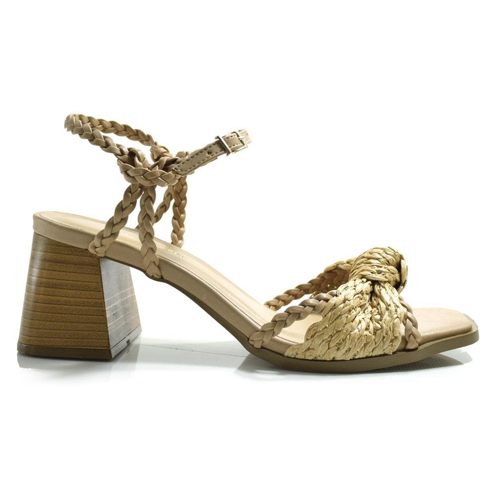 Sandália de Salto Bloco Feminina Cazzualen 982-9546 Bege 3