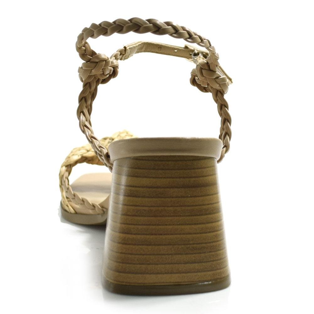 Sandália de Salto Bloco Feminina Cazzualen 982-9546 Bege 4