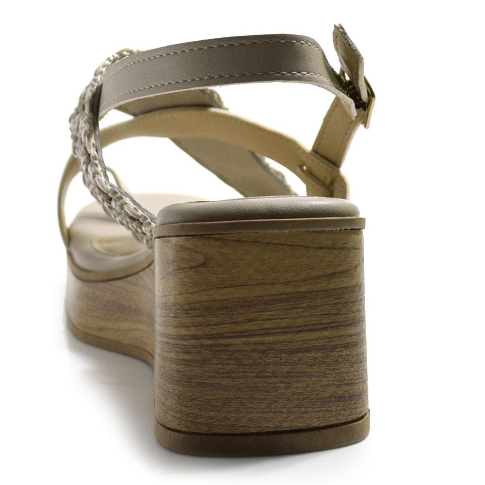 Sandália Anabela Feminina Crochê MF492 Bege 4