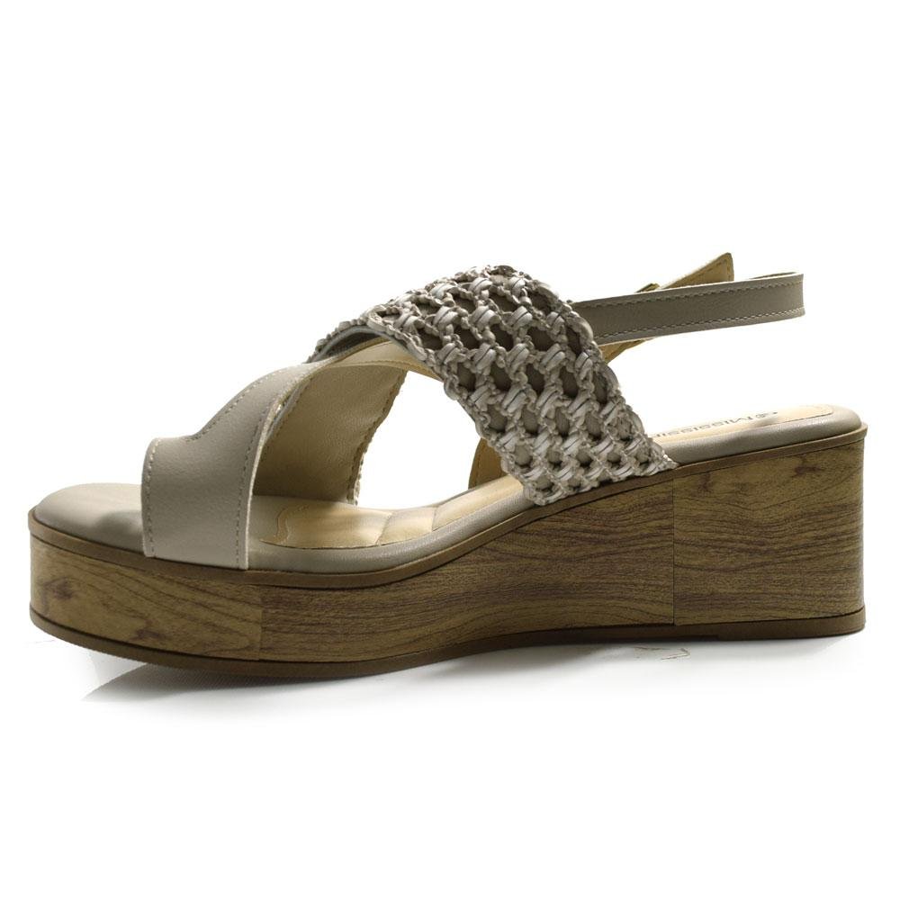 Sandália Anabela Feminina Crochê MF492 Bege 5