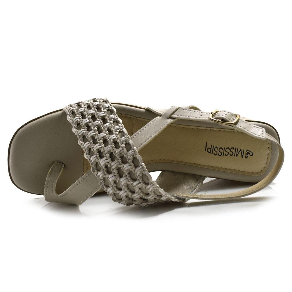 Sandália Anabela Feminina Crochê MF492 Bege 6