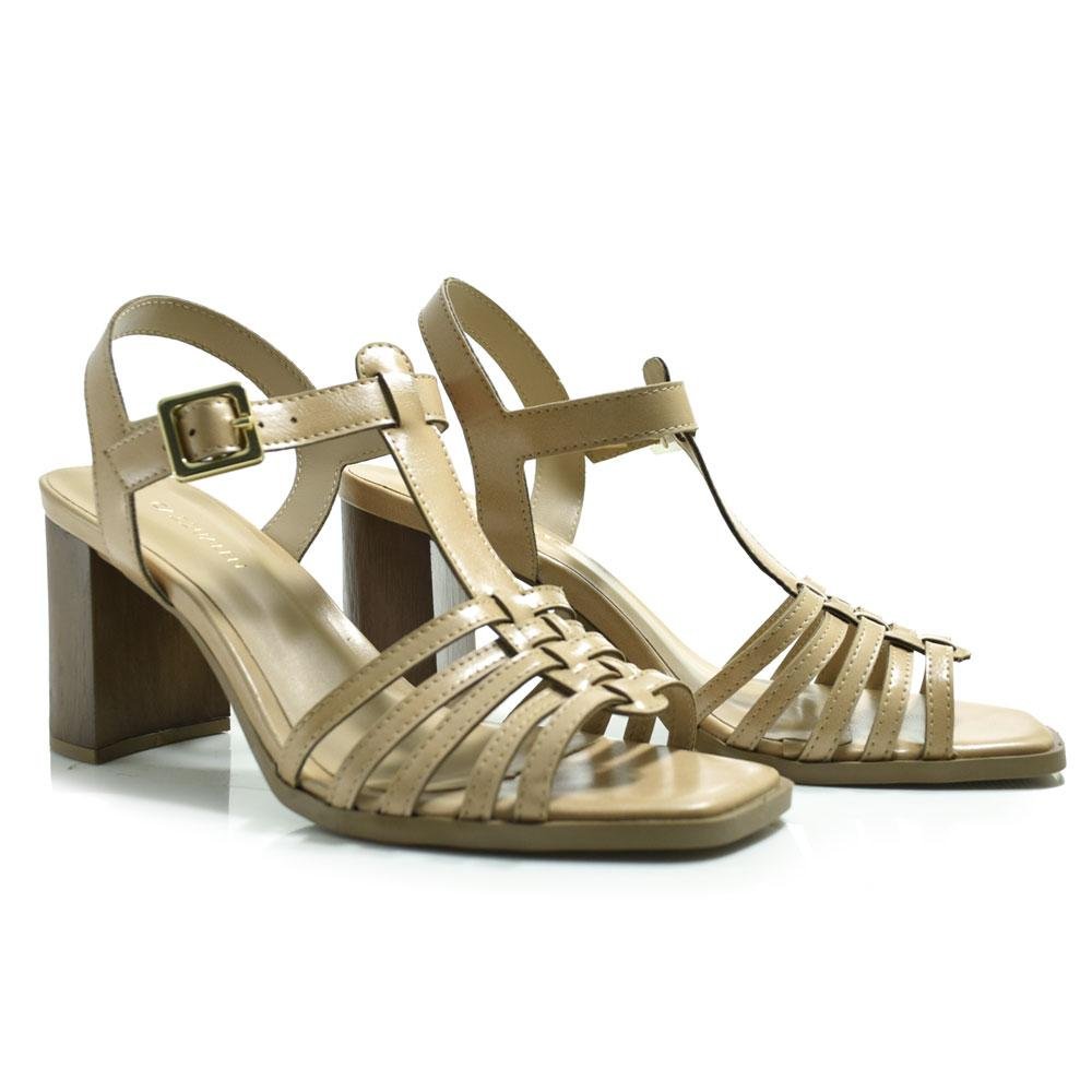 Sandalia de Salto Bloco Feminina Cazzualen 973-9344 Bege 2