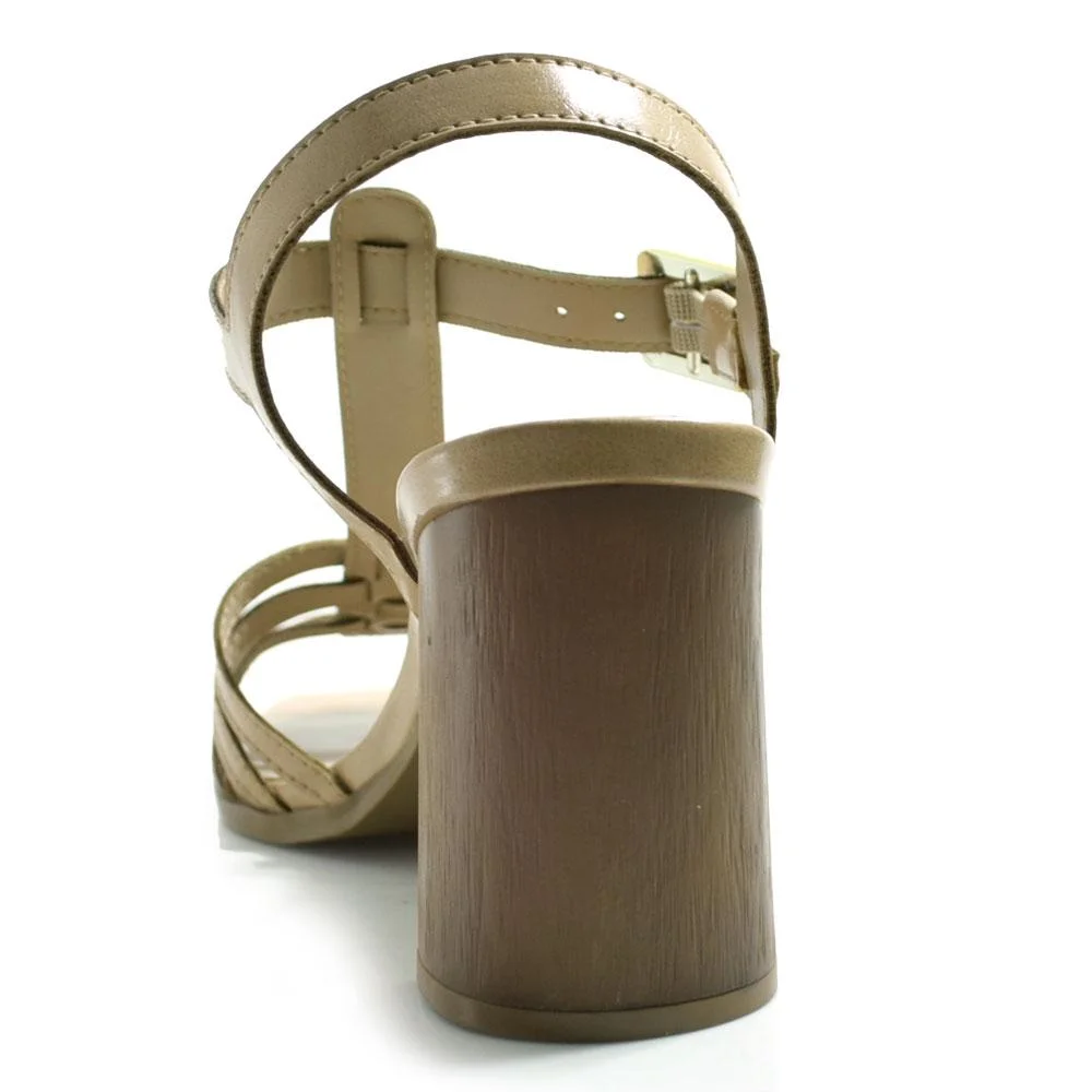 Sandalia de Salto Bloco Feminina Cazzualen 973-9344 Bege 4