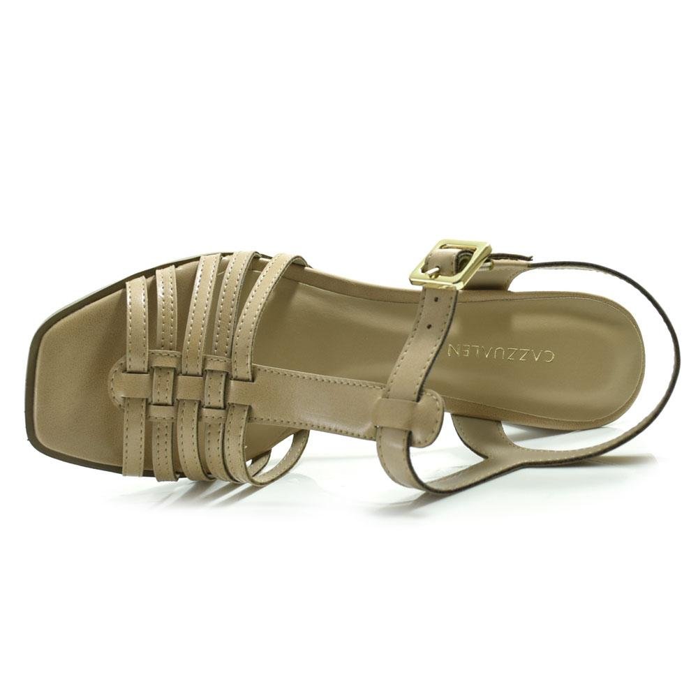 Sandalia de Salto Bloco Feminina Cazzualen 973-9344 Bege 5