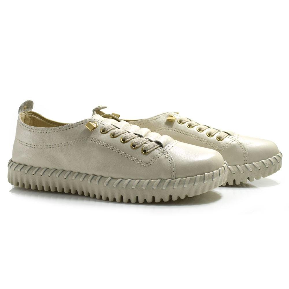 Tênis de Couro Feminino Bottero 374102 Bege 2
