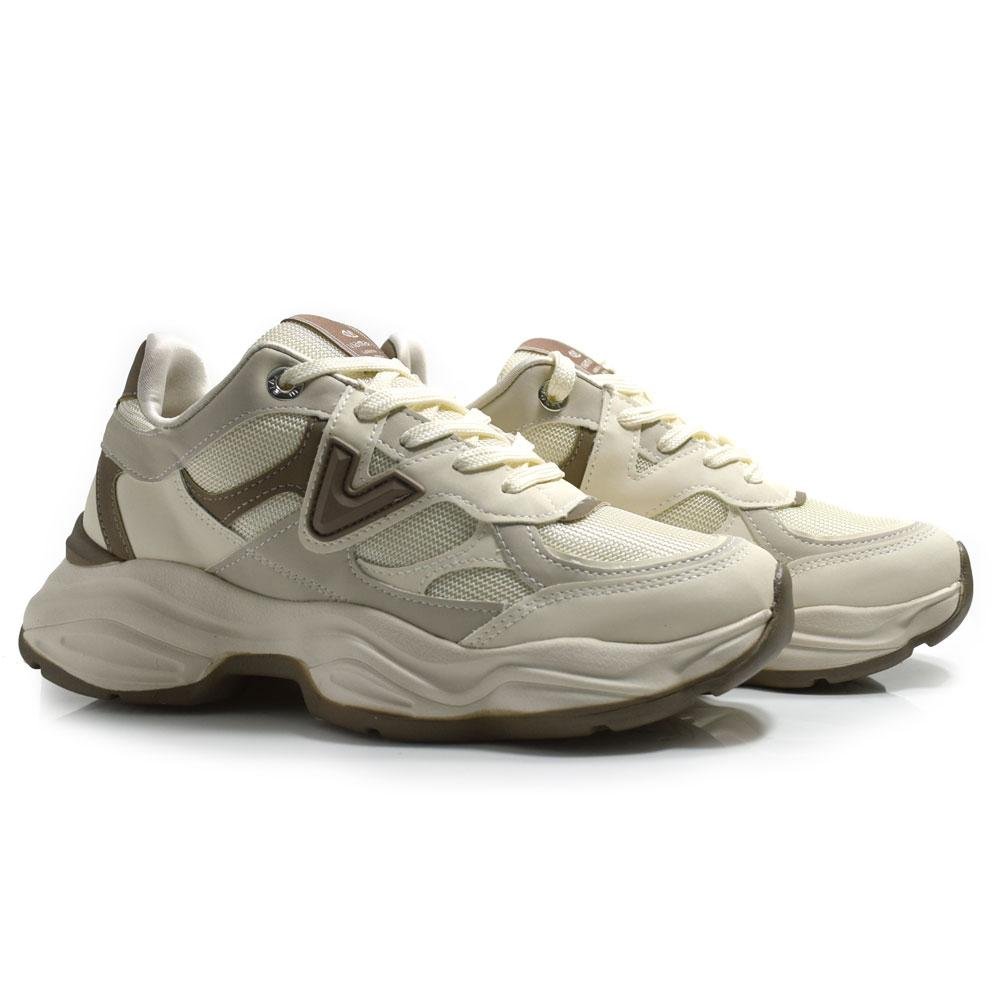 Tênis Casual Feminino Via Marte 158-023-18 Bege/Marrom 2