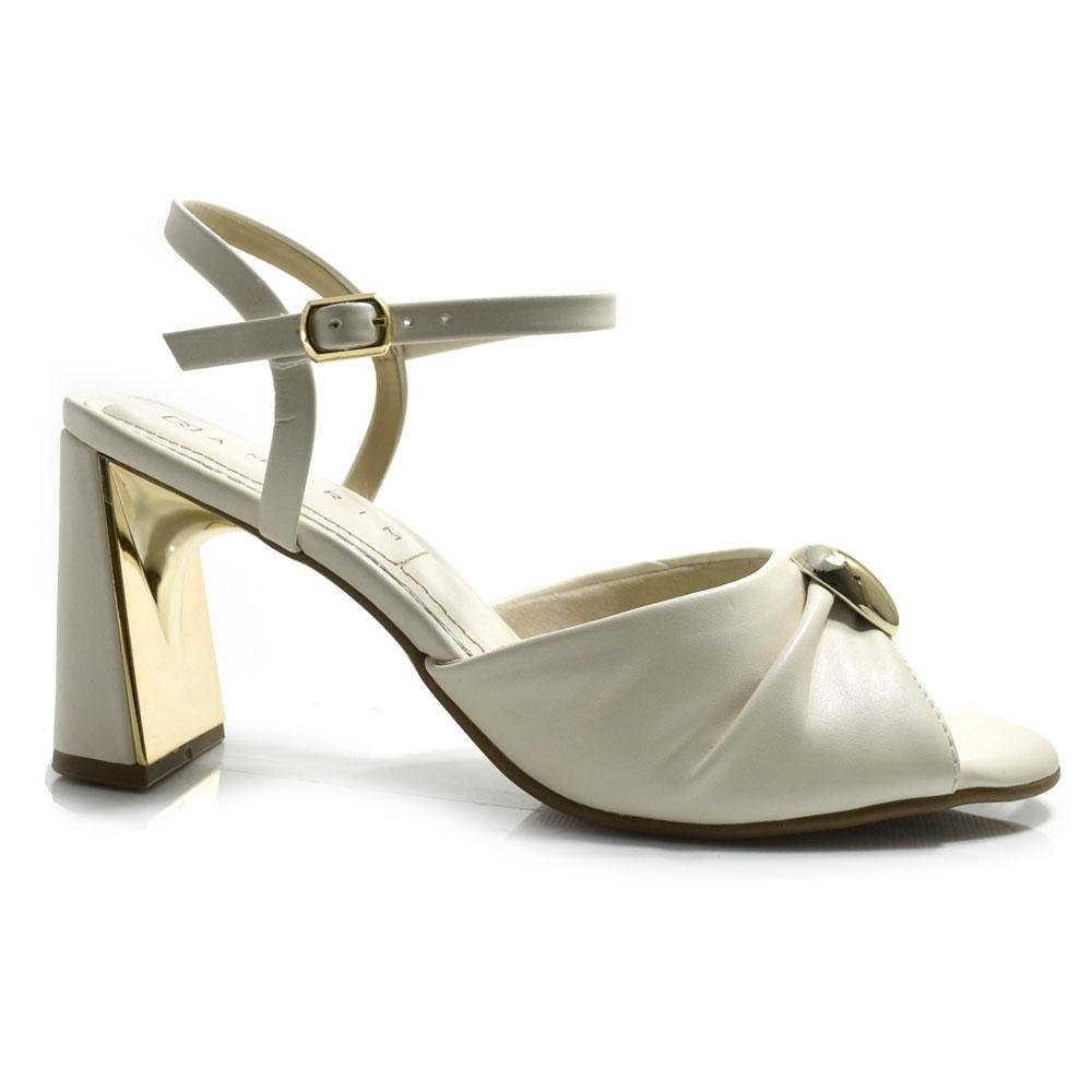 Sandália de Salto Bloco Feminina Ramarim 2522205 Branco 3