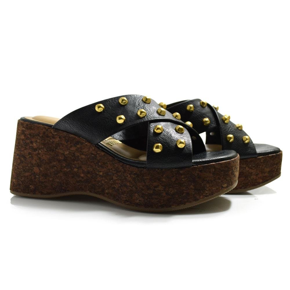 Sandália Plataforma Vizzano em X Preto 2