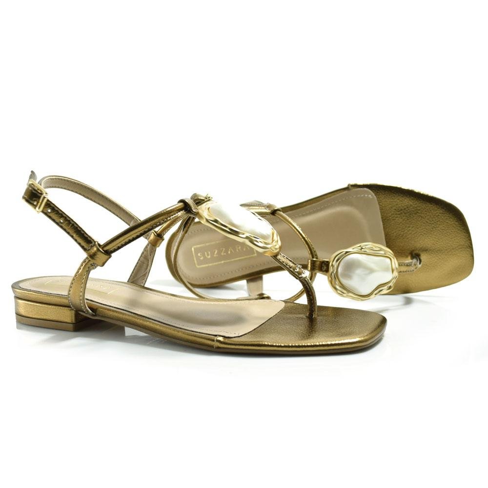 Sandália Rasteira Feminina Suzzara 2700-21 Dourado 2