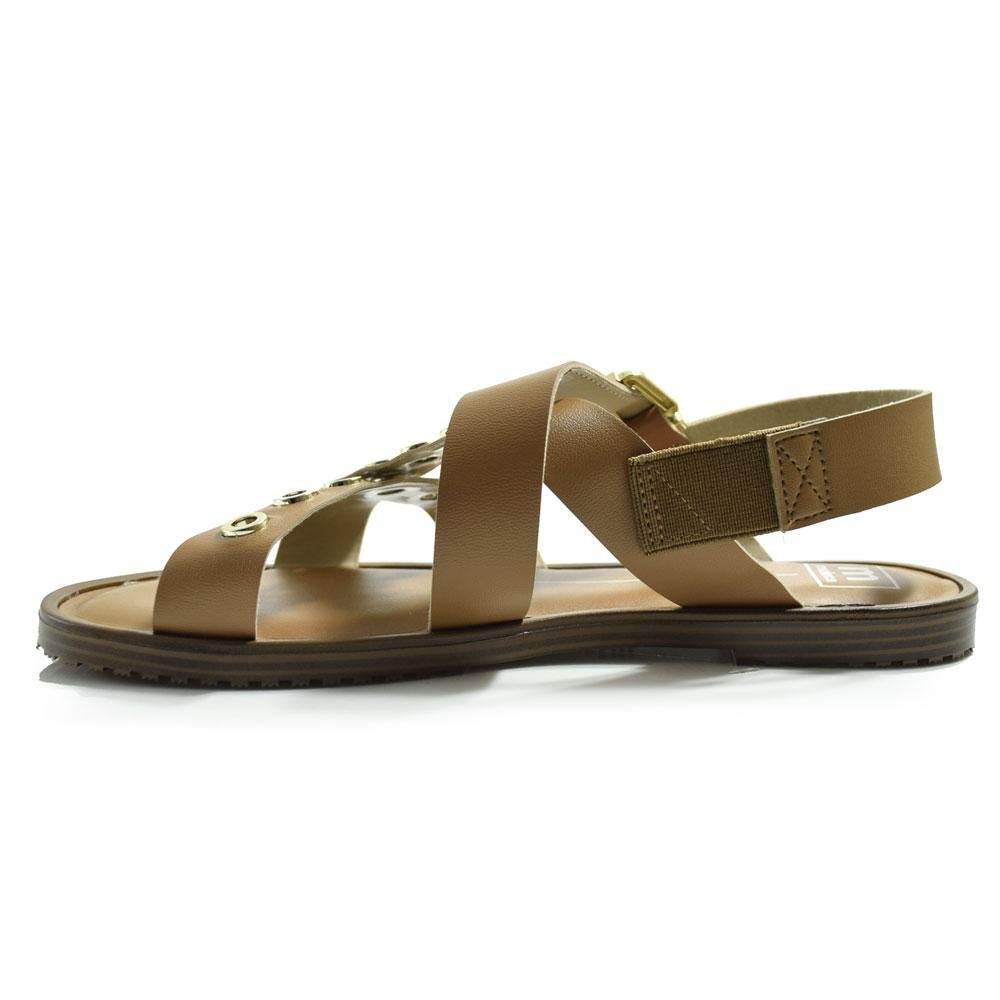 Papete Feminina Moleca com Rebites 5555.203.9569 Marrom 5