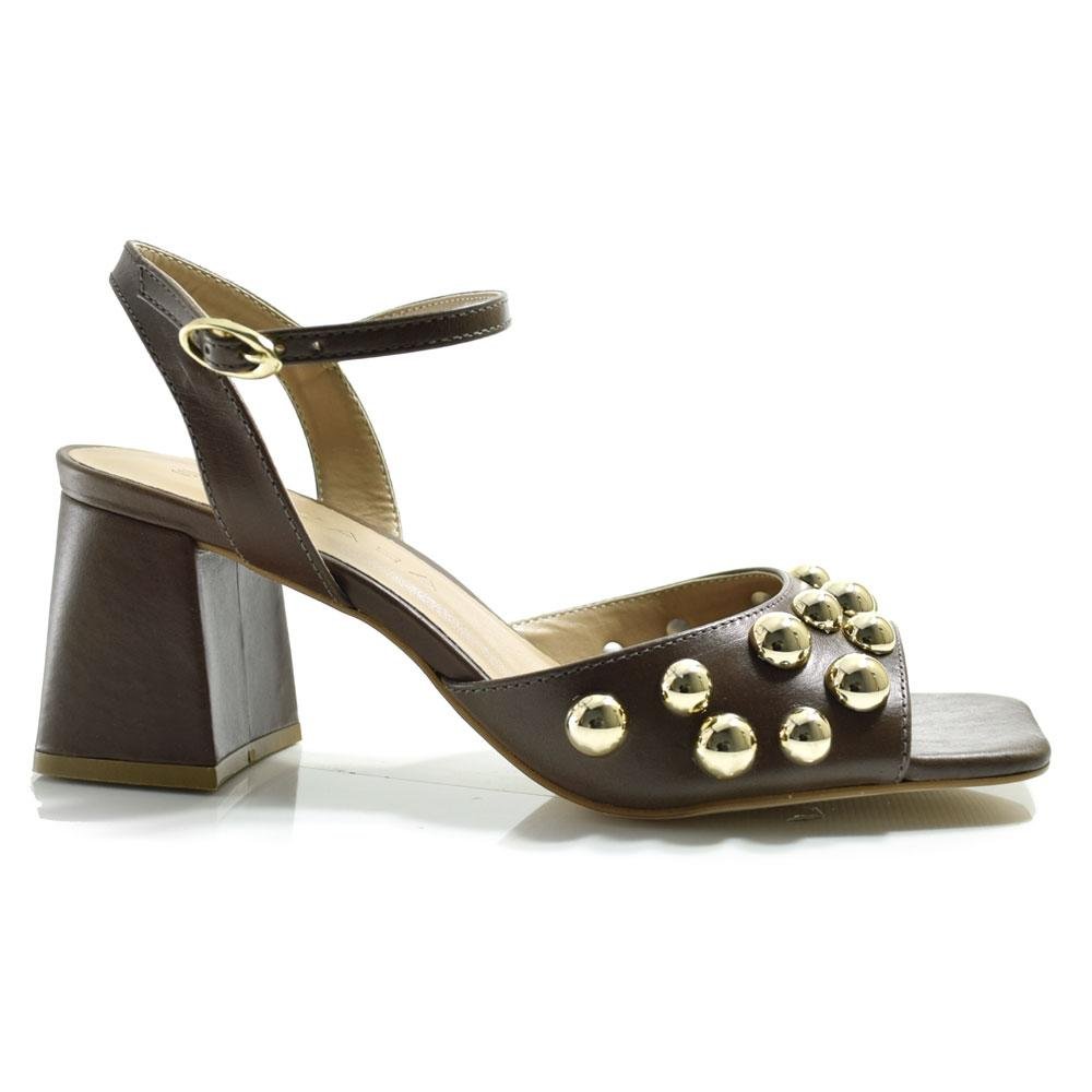 Sandália de Couro e Salto Bloco Suzzara 6600578 Marrom 3