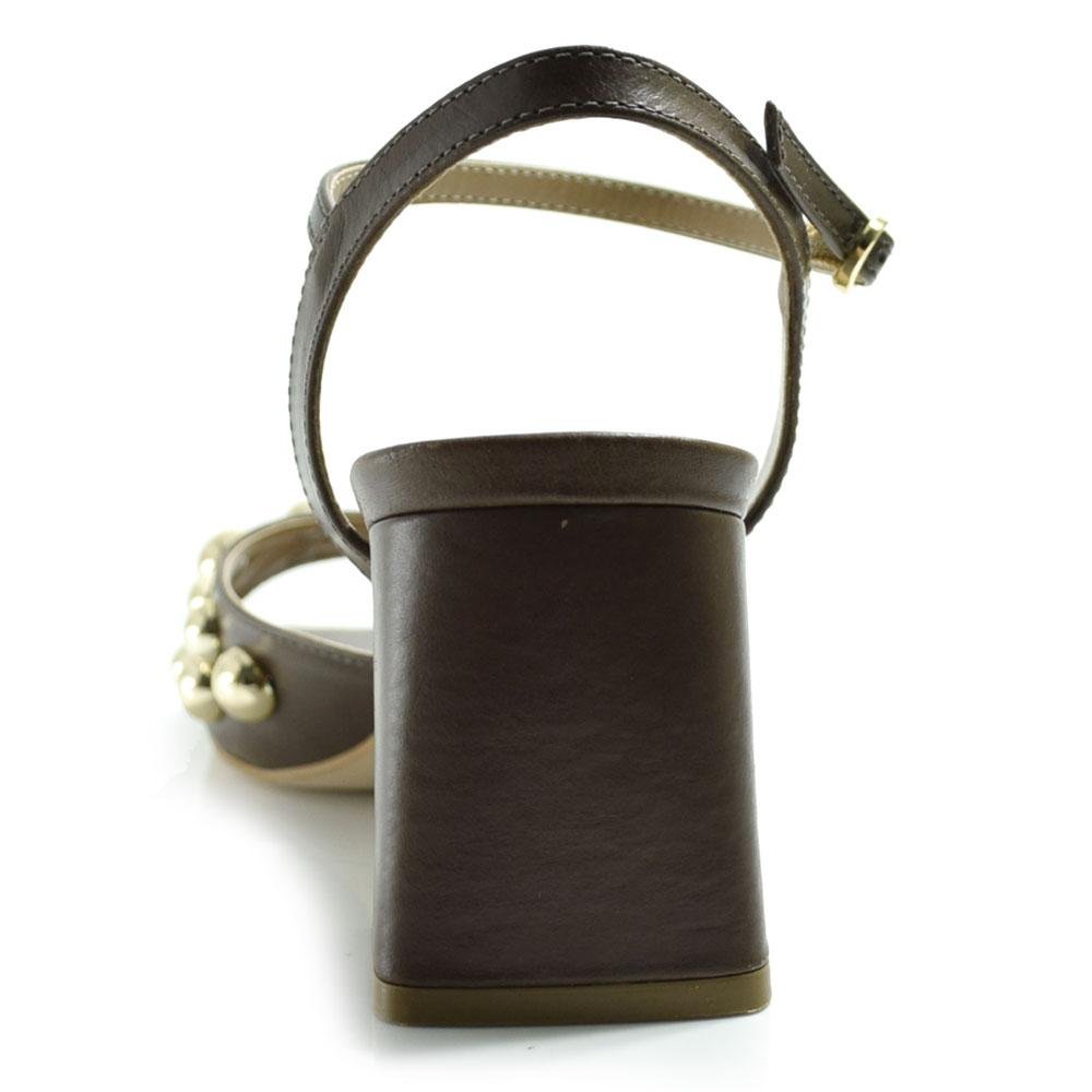 Sandália de Couro e Salto Bloco Suzzara 6600578 Marrom 4