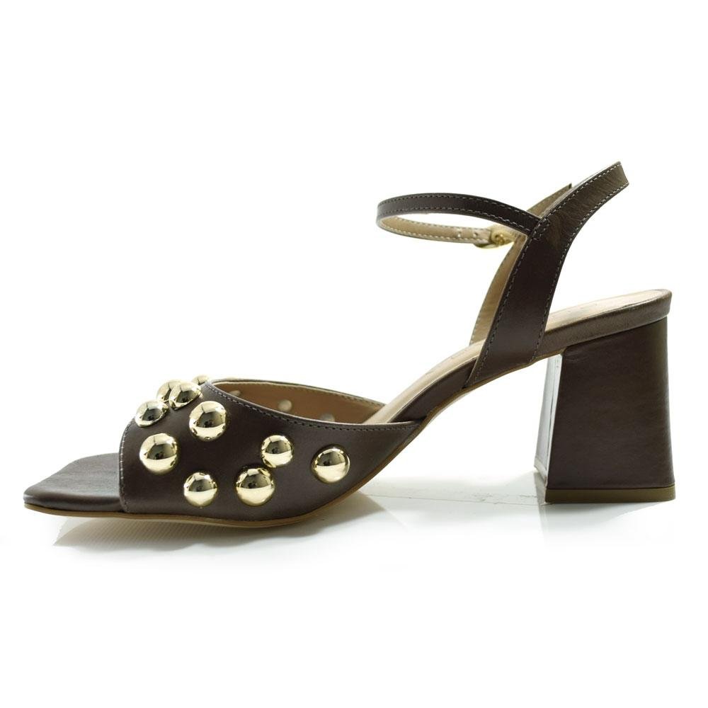 Sandália de Couro e Salto Bloco Suzzara 6600578 Marrom 5