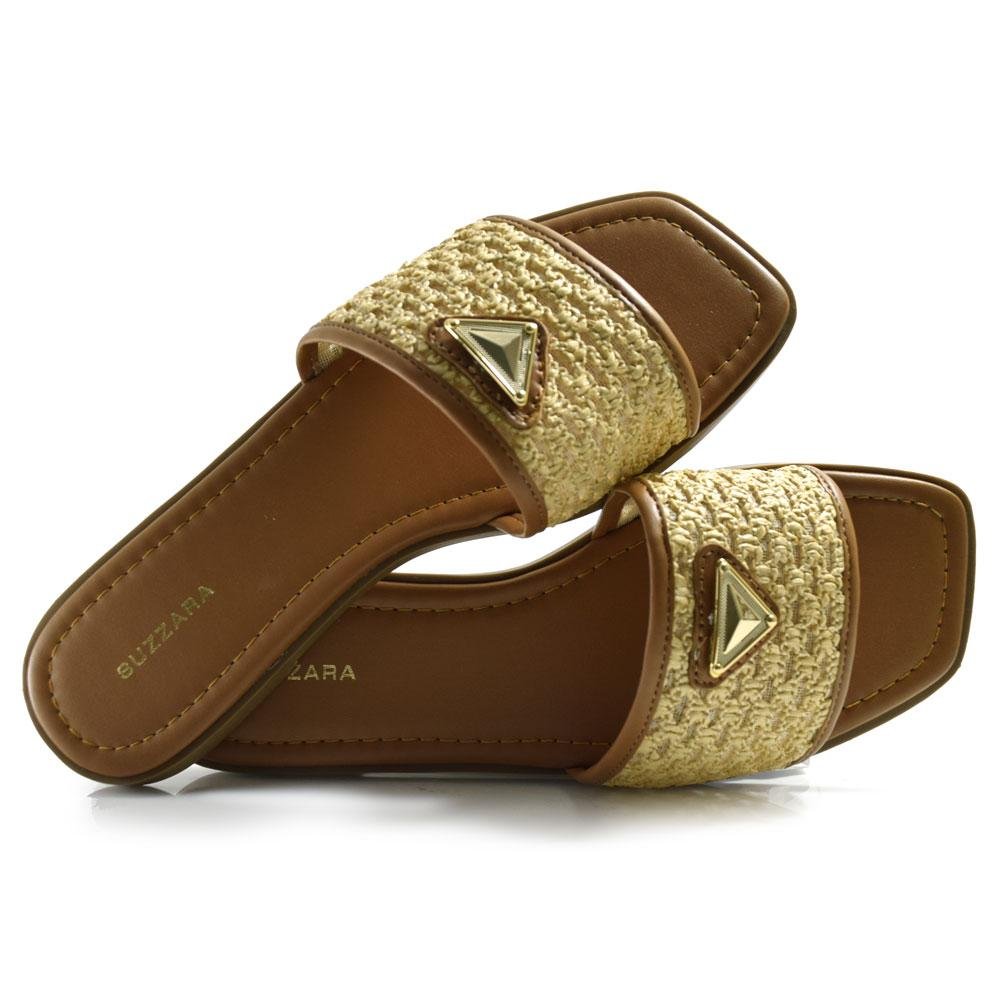 Rasteira Feminina Suzzara com Tramas Crochê 0086.100 Bege 2