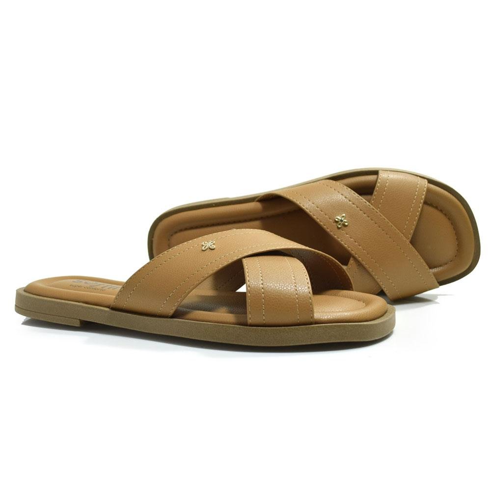 Sandália Rasteira Feminina Softli 10044.10247 Marrom 2