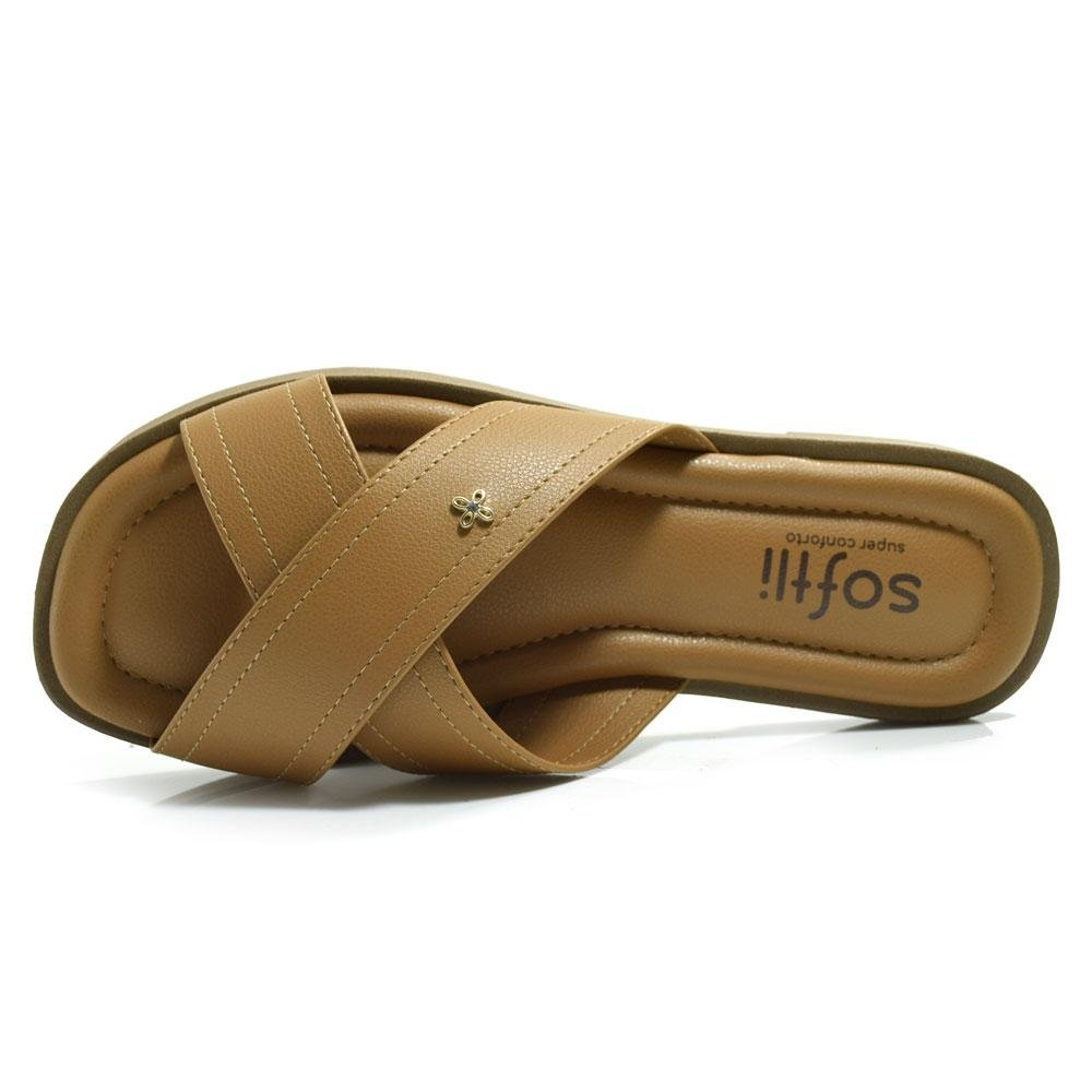 Sandália Rasteira Feminina Softli 10044.10247 Marrom 6