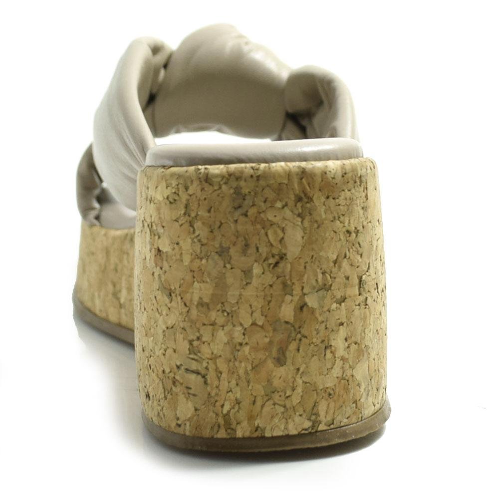 Tamanco Anabela  de Couro Feminino Suzzara 569-8700 Bege 4