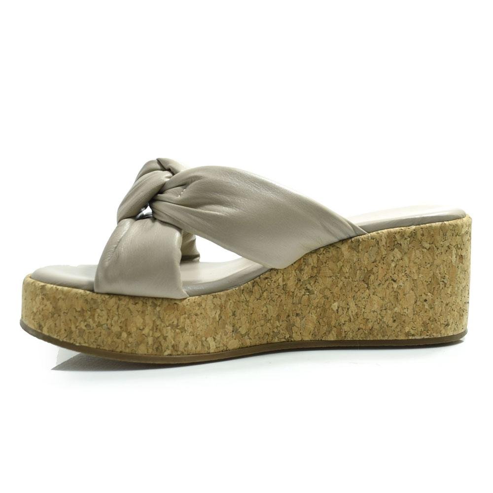 Tamanco Anabela  de Couro Feminino Suzzara 569-8700 Bege 5