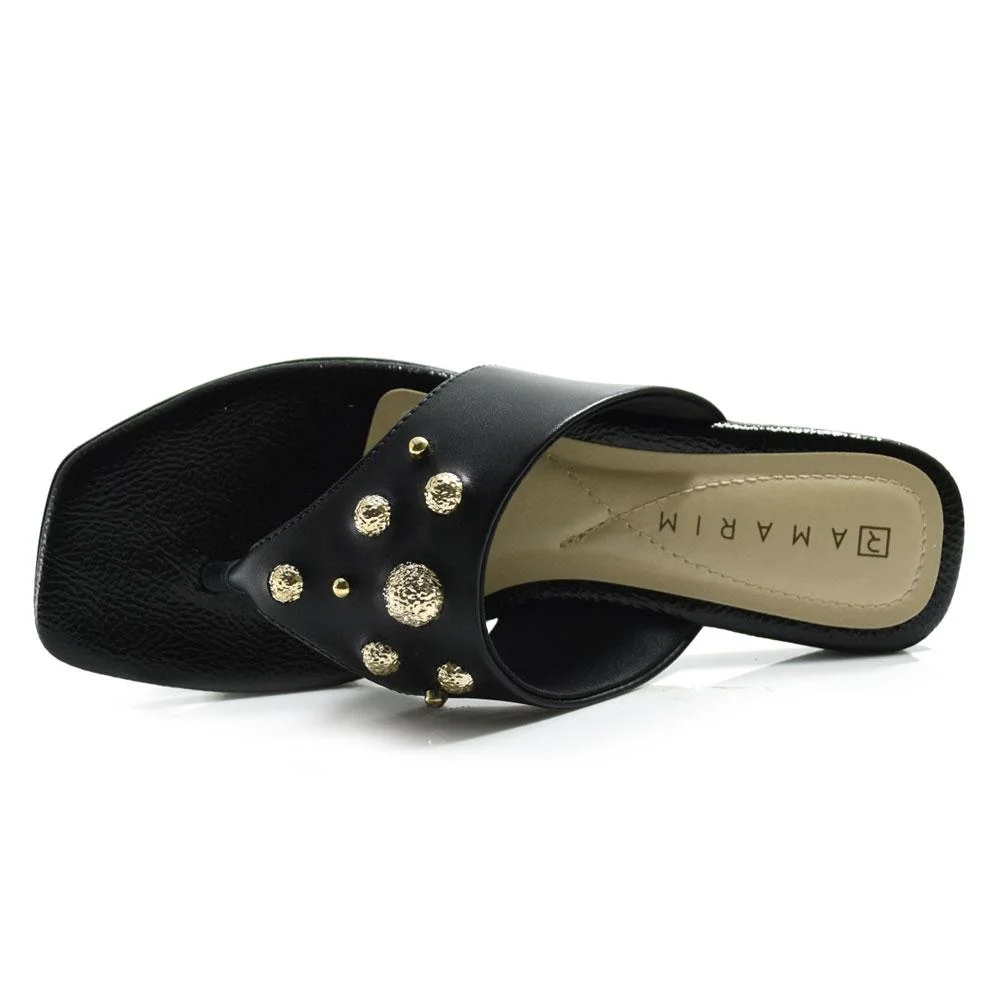 Sandália Rasteira Feminina Ramarim 2525201 Preto 6