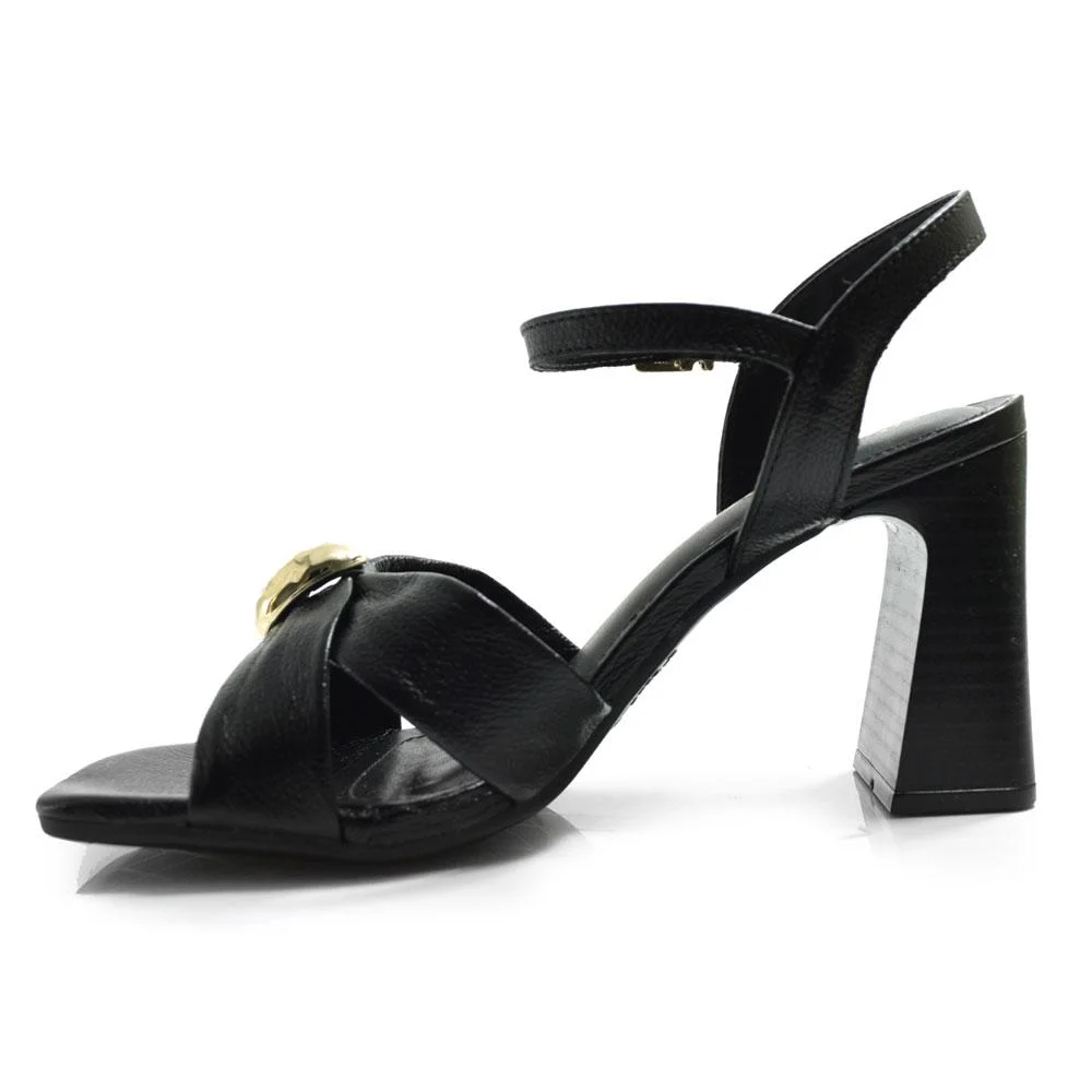 Sandália de Couro e Salto Bloco Via Marte 319-002-01 Preto 5
