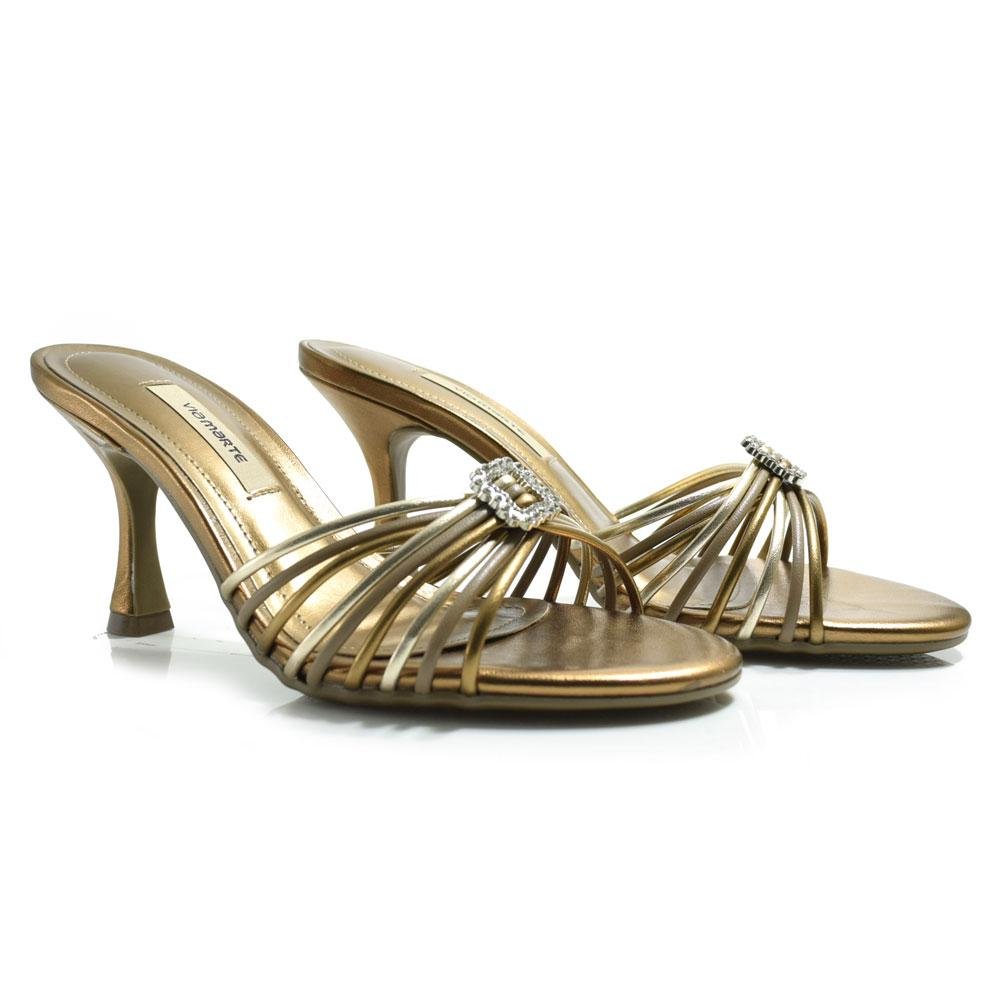 Tamanco de Salto Feminino Via Marte 300-005-01 Dourado 2