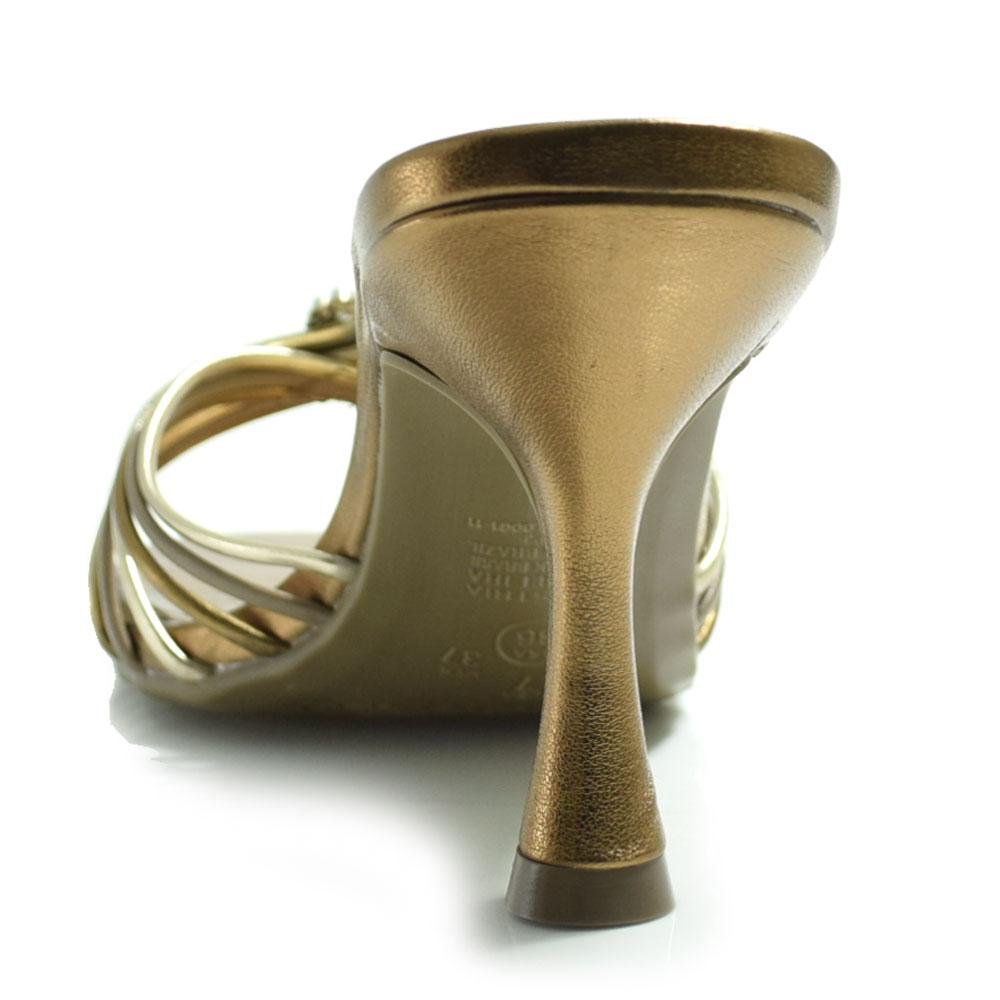 Tamanco de Salto Feminino Via Marte 300-005-01 Dourado 4