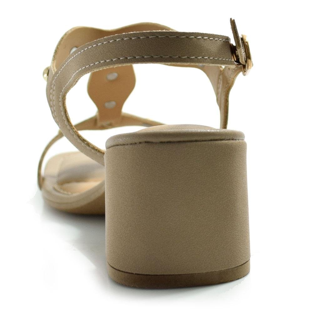 Sandália Feminina com Salto Bloco Dakota Y9581 Bege 4